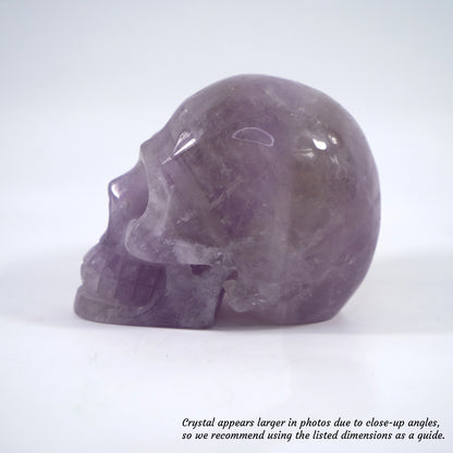 Overcome Worries & Fears - Unique Hand-Carved Amethyst Skull; 10x6x8cm, 661g