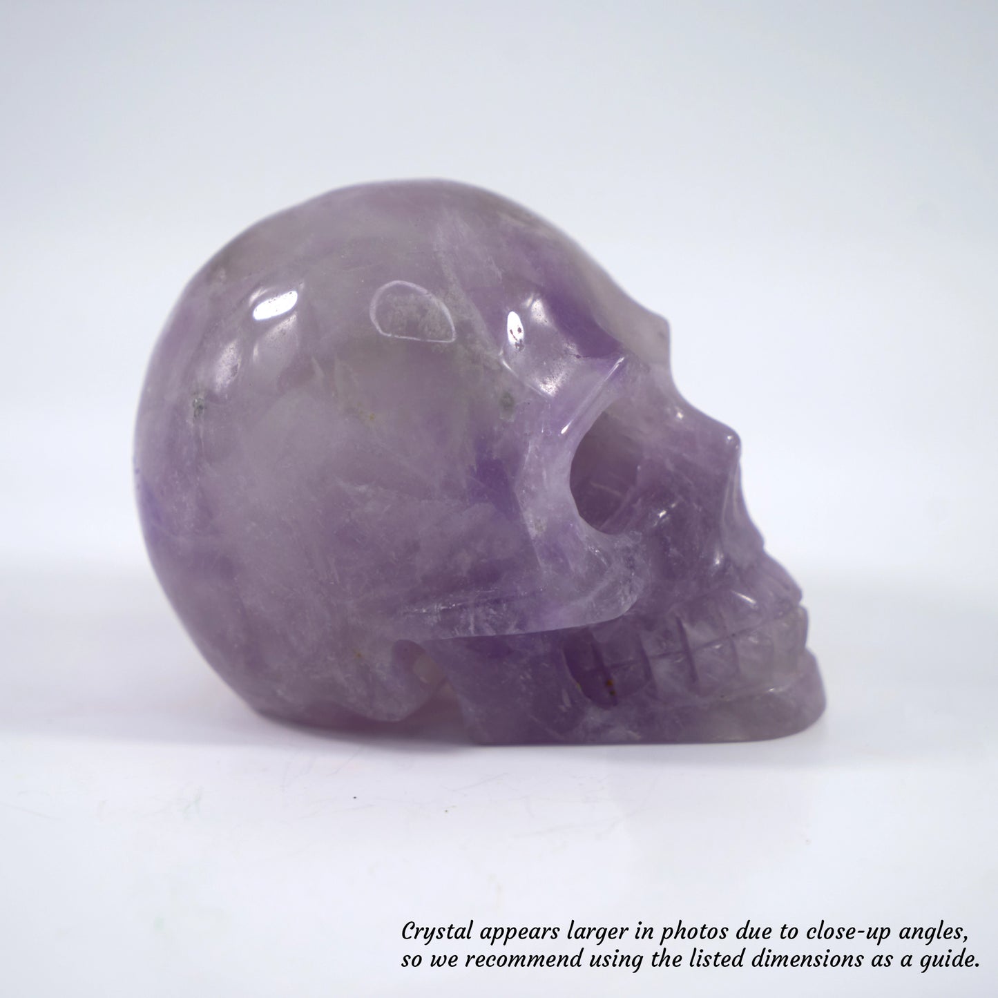 Overcome Worries & Fears - Unique Hand-Carved Amethyst Skull; 10x6x8cm, 661g
