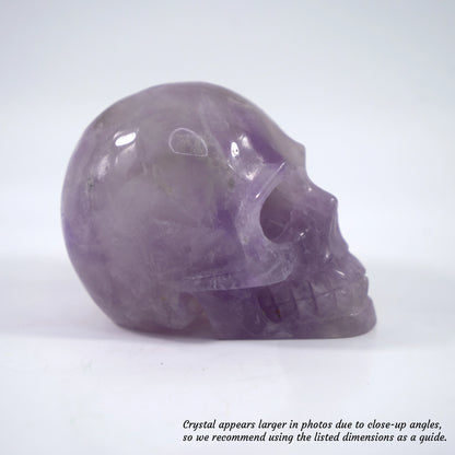 Overcome Worries & Fears - Unique Hand-Carved Amethyst Skull; 10x6x8cm, 661g