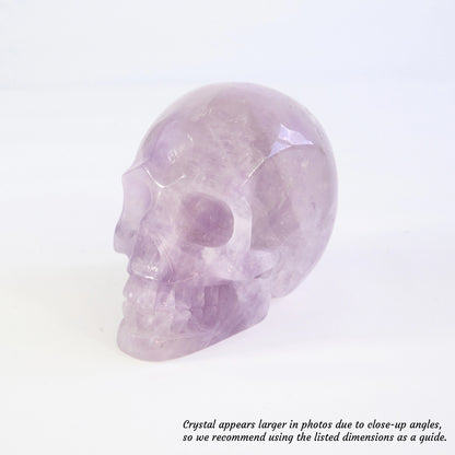 Overcome Worries & Fears - Unique Hand-Carved Amethyst Skull; 10x6x8cm, 661g