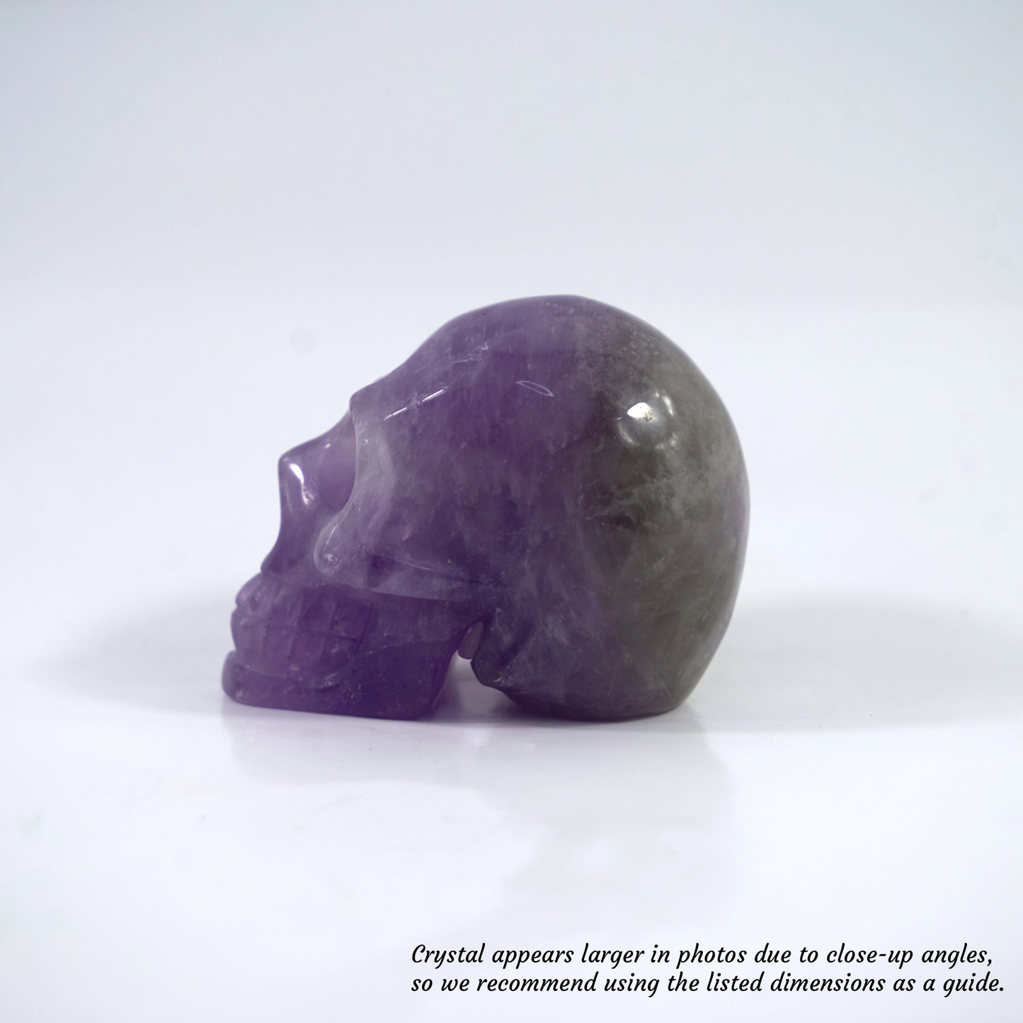 Overcome Worries & Fears | Unique Hand-Carved Amethyst Skull; 8x5x6cm, 299g