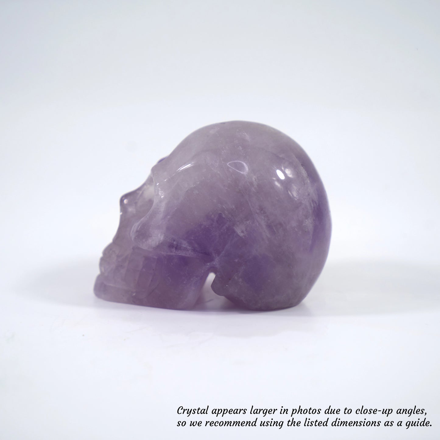 Overcome Worries & Fears - Unique Hand-Carved Amethyst Skull; 8x5x6cm, 306g