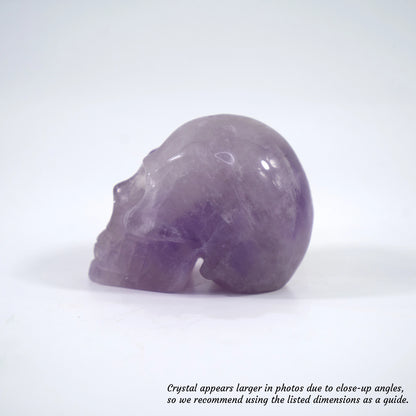 Overcome Worries & Fears - Unique Hand-Carved Amethyst Skull; 8x5x6cm, 306g