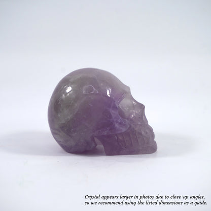 Overcome Worries & Fears - Unique Hand-Carved Amethyst Skull; 8x5x6cm, 306g