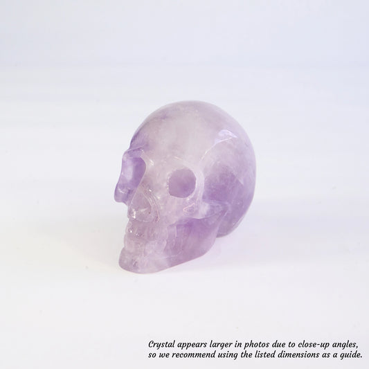 Overcome Worries & Fears - Unique Hand-Carved Amethyst Skull; 8x5x6cm, 306g