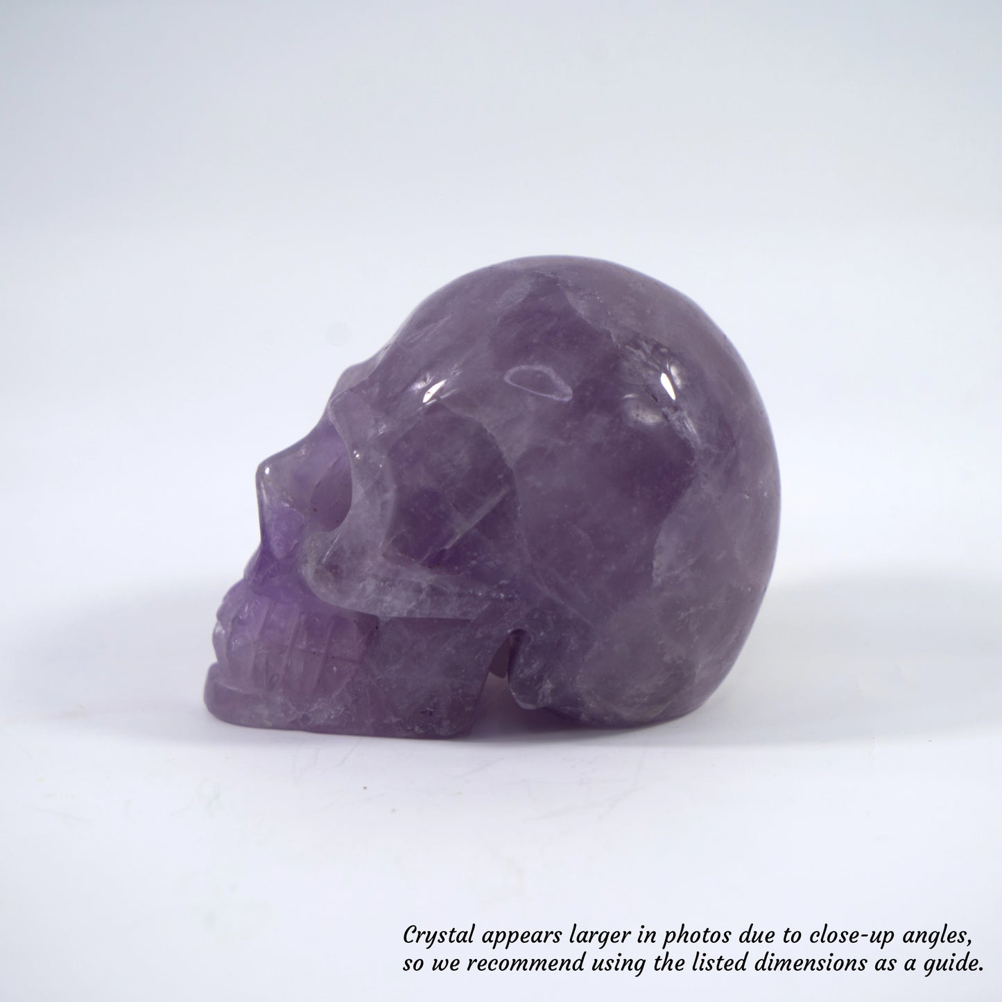 Overcome Worries & Fears - Unique Hand-Carved Amethyst Skull; 9x6x7cm, 471g