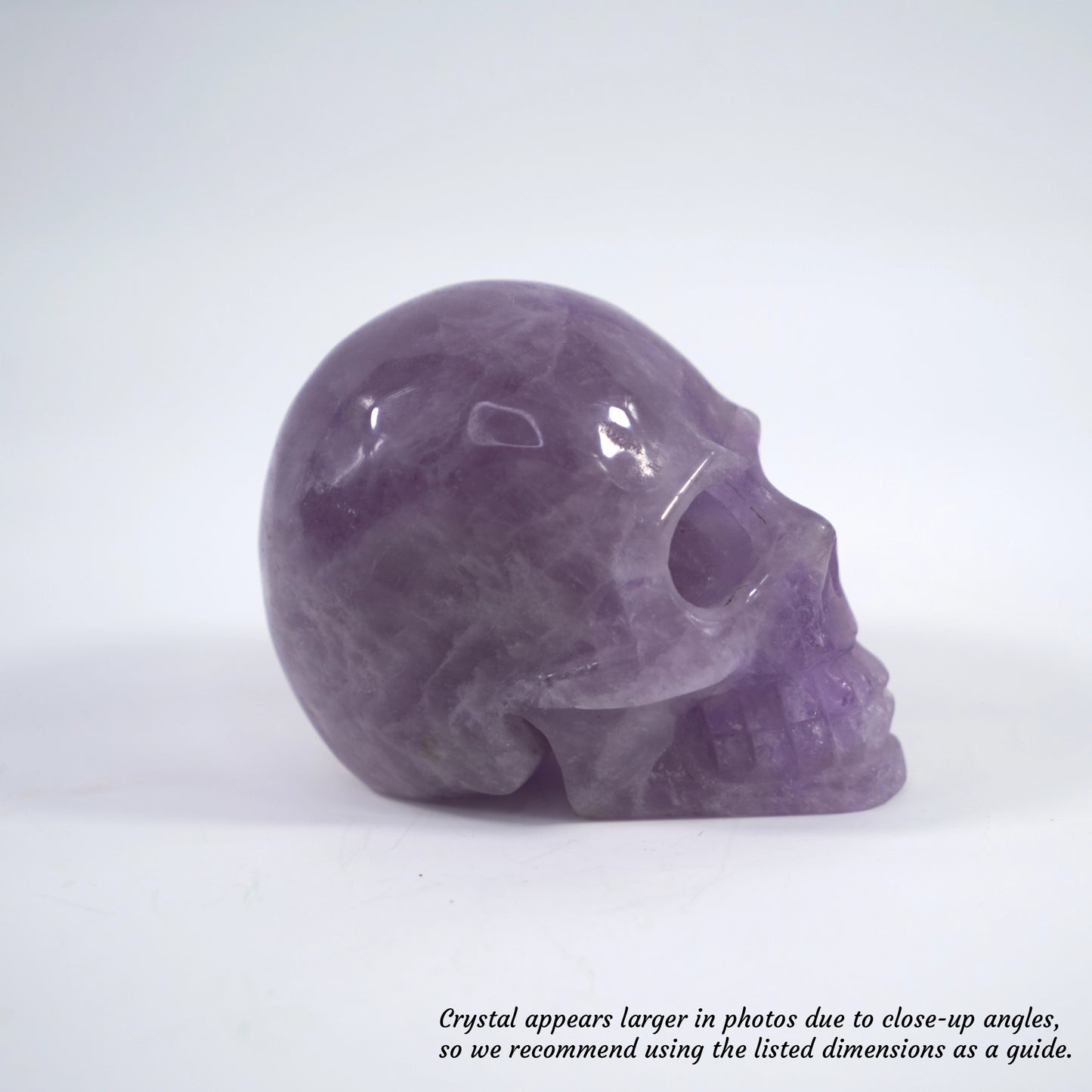 Overcome Worries & Fears - Unique Hand-Carved Amethyst Skull; 9x6x7cm, 471g
